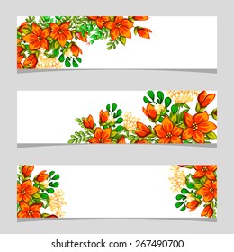 Three floral banners