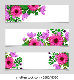 Three floral banners