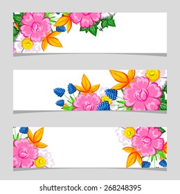 Three floral banners