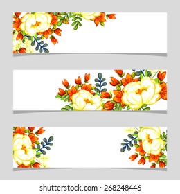 Three floral banners