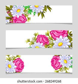 Three floral banners