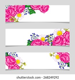Three floral banners