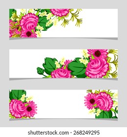 Three floral banners