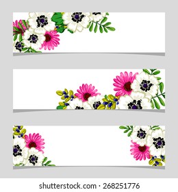 Three floral banners