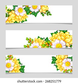 Three floral banners