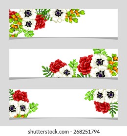 Three floral banners