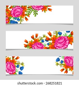 Three floral banners
