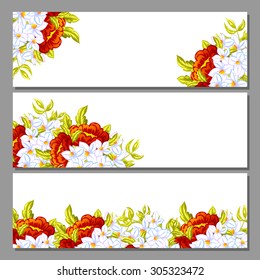 Three floral banners