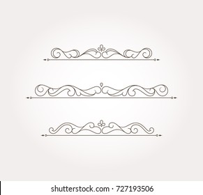 Three floral design elements and page decorations. Vector illustration