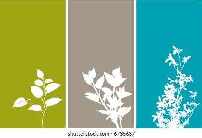 Three floral vector background panels with room for text