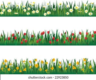 Three flower border pieces - vector