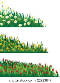 three flower corner pieces - vector