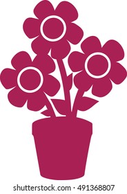 Three flowers in a flowerpot icon