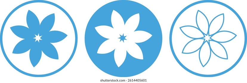 Three flowers with iconic circle 2025