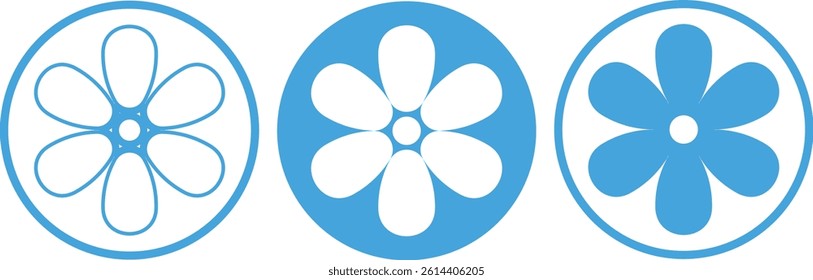 Three flowers with iconic circle 2025