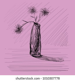 three flowers in vase graphics