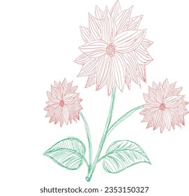 Tres flores son muy agradables y un hermoso vector de arte 