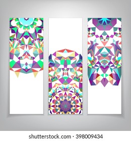 Three flyer with abstract elements and place for text