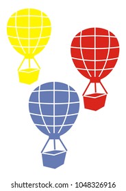 Three flying balloons, vector icon, advertising