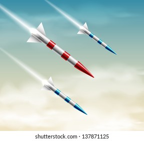 Three flying rockets. Eps 10