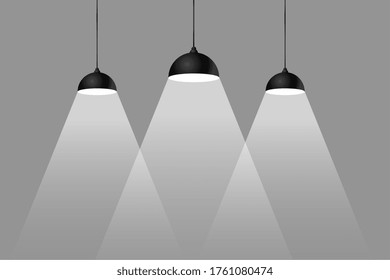 three focus spotlights background in flat style