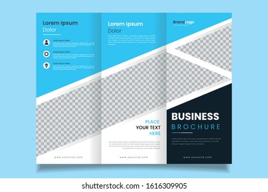 Three fold blue business brochure template design