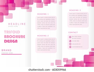 Three Fold Brochure For Business Flyer Pink