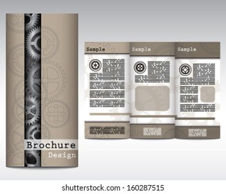 Three fold brochure design with gears