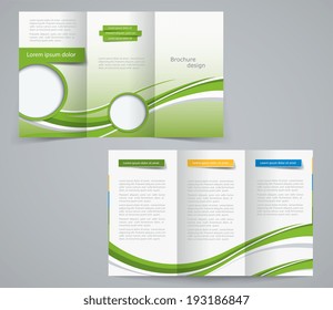 Three Fold Brochure Template, Corporate Flyer Or Cover Design In Green Colors