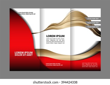 Three fold business brochure template, corporate flyer or cover design in blue colors
