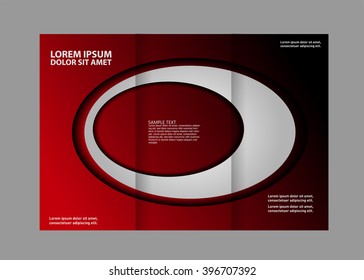 Three fold business brochure template, corporate flyer or cover design in blue colors
