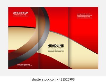 Three fold business brochure template, corporate flyer or cover design in blue colors
