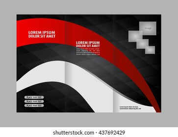Three fold business brochure template, corporate flyer or cover design in blue colors
