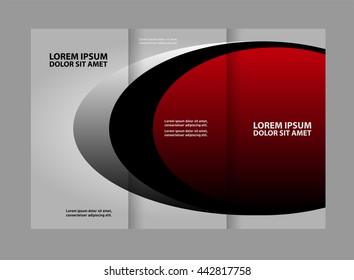 Three fold business brochure template, corporate flyer or cover design in red colors
