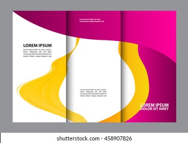 Plantilla de folletos comerciales de tres pliegues, folleto corporativo o diseño de portada en color púrpura

