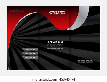 Three fold business brochure template, corporate flyer or cover design in blue colors
