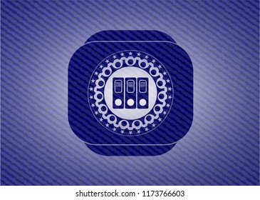 three folders icon with denim texture