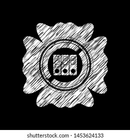 three folders icon drawn chalk emblem, retro style, chalk or chalkboard texture