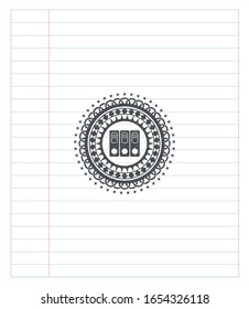 three folders icon emblem with pencil effect. Vector Illustration. Detailed.