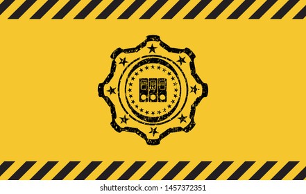 three folders icon grunge warning sign emblem. Vector Illustration. Detailed.