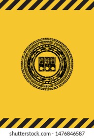 three folders icon grunge warning sign emblem. Vector Illustration. Detailed.