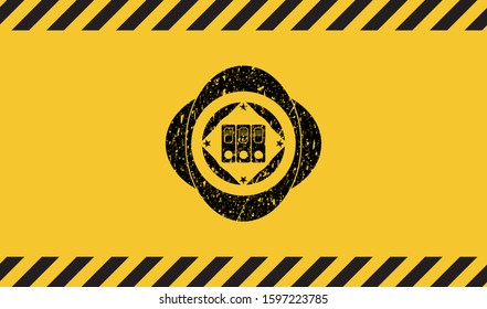 three folders icon grunge warning sign emblem. Vector Illustration. Detailed.