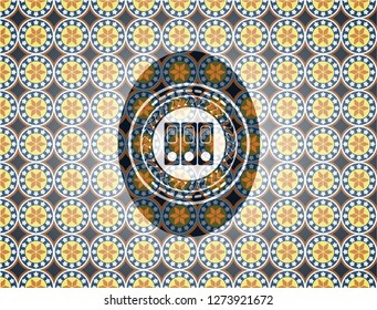 three folders icon inside arabesque emblem background. arabic decoration.