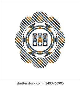 three folders icon inside arabesque style badge. arabic decoration.