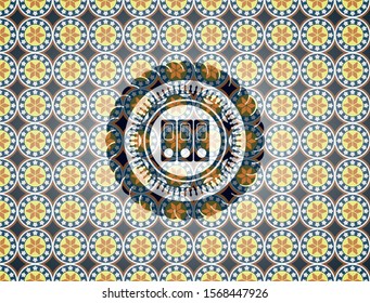 three folders icon inside arabesque emblem. arabic decoration.