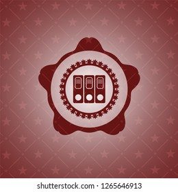 three folders icon inside badge with red background