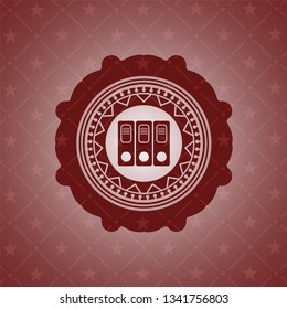 three folders icon inside badge with red background