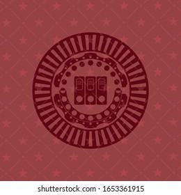 three folders icon inside badge with red background