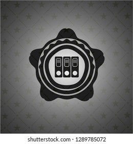 three folders icon inside black emblem. Vintage.