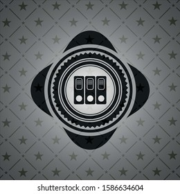 three folders icon inside black emblem. Vintage.
